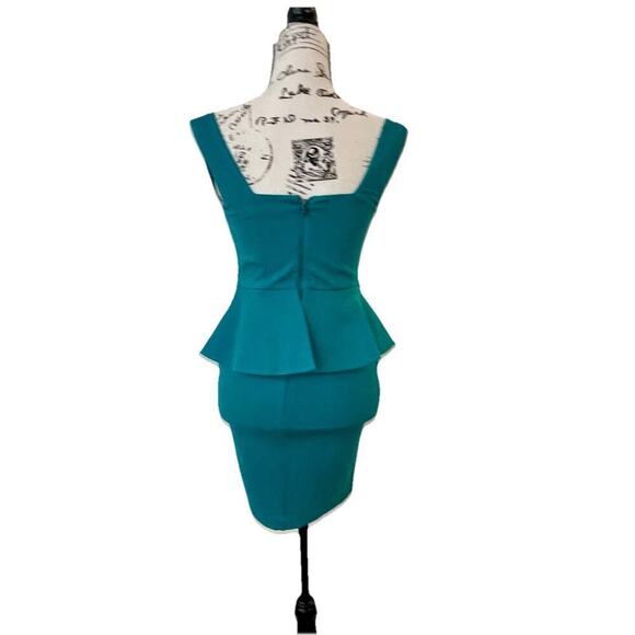 ALICE & OLIVIA DRESS POPPY PEPLUM MIDI SZ 2 TEAL FITTED BODICE QUIET LUXURY CORE - Picture 10 of 16